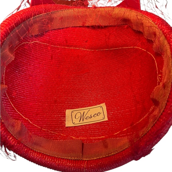 Vintage Red Veil Hat with Sparkling Detail - Picture 5 of 7